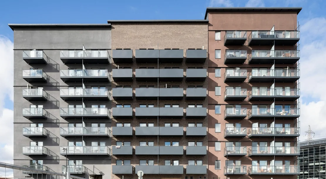Häggvik, Sollentuna — timber-façade residential block