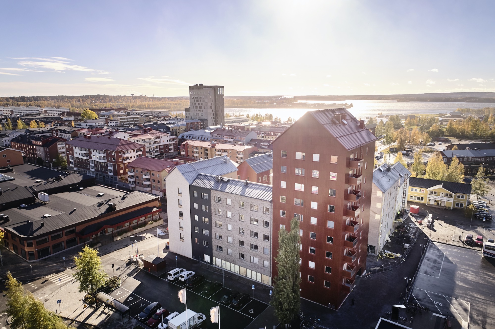 Tall timber-frame residential tower in a city centre